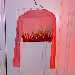 Flame long sleeve crop top